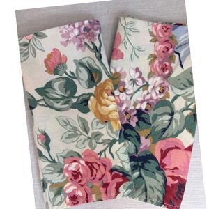 Ralph Lauren Floral Cloth Napkins Pink Rose Lilac Cottagecore Vintage Style 2pc